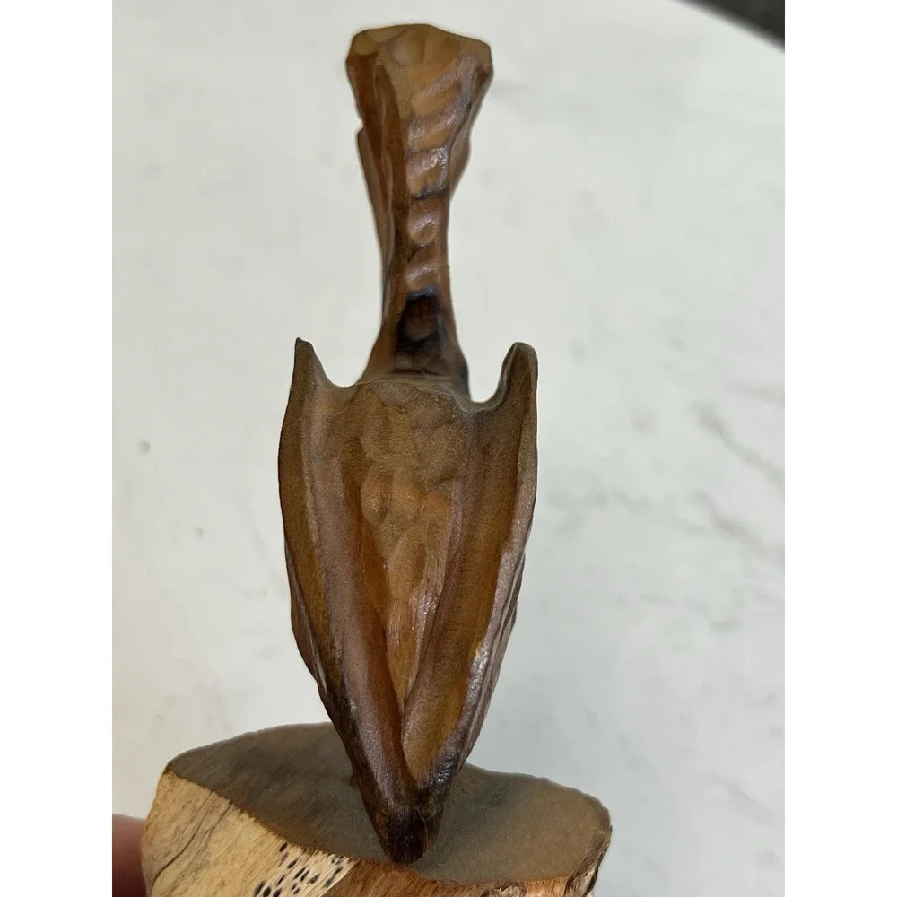 Vtg Hand Carved Wood Pelican Sculpture Driftwood Coastal Nautical Folk Art